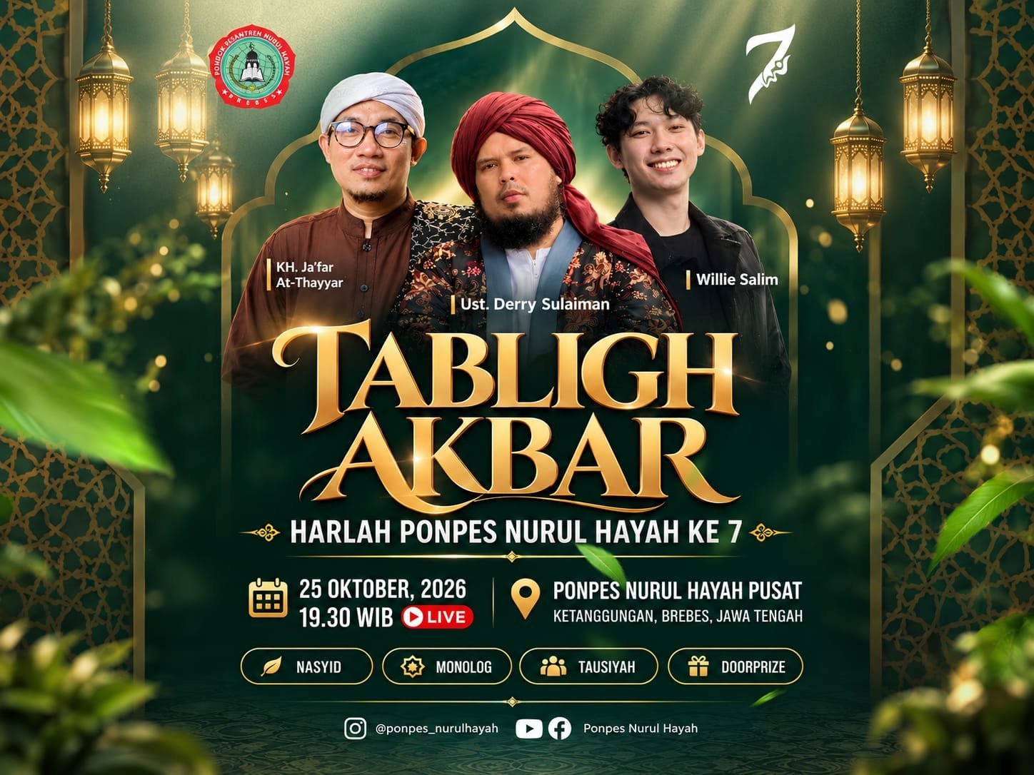 Poster Tabligh Akbar Harlah Ponpes Nurul Hayah ke-7